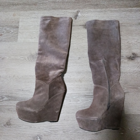 Stuart Weitzman Yum Suede over the knee wedge boots 6.5 - Picture 2 of 4